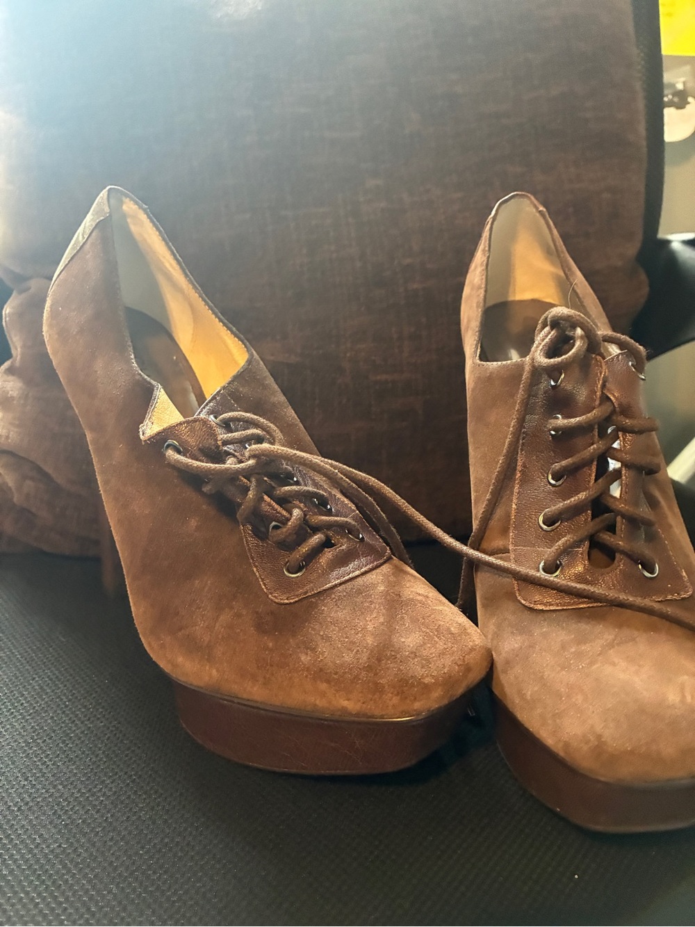 Michael kors Brown Suede Lace-Up Platform Heels